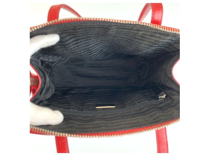 Borsa Tote Prada in pelle verniciata Rosso - vista 9