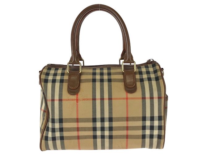 Borsa Mini Boston Burberry Vintage Check Marrone Beige - vista 2
