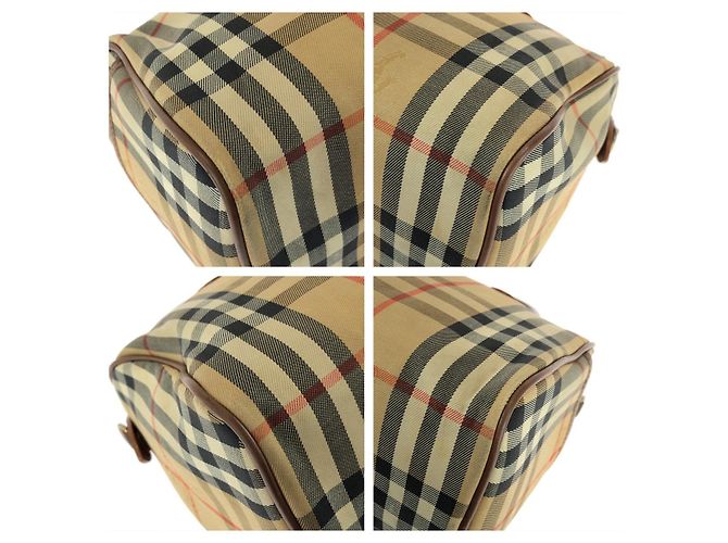 Borsa Mini Boston Burberry Vintage Check Marrone Beige - vista 3