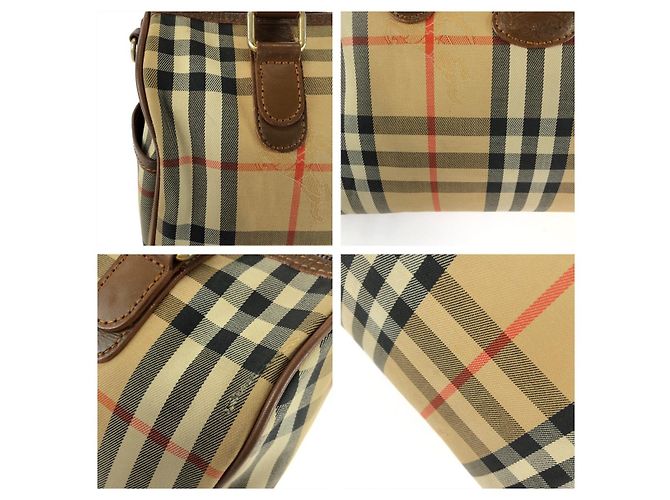 Borsa Mini Boston Burberry Vintage Check Marrone Beige - vista 5