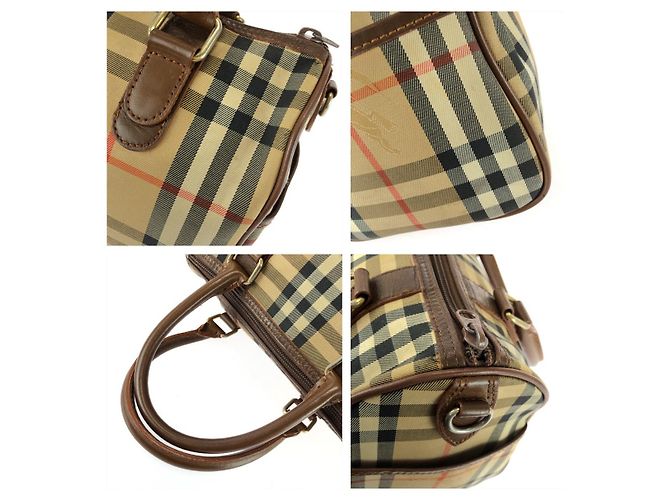 Borsa Mini Boston Burberry Vintage Check Marrone Beige - vista 6