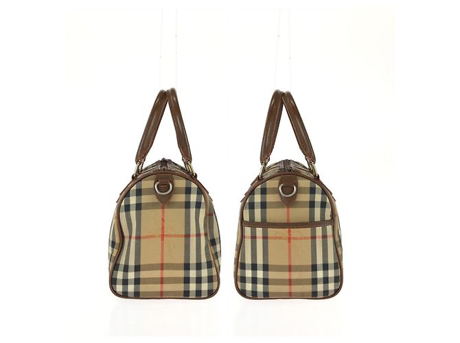 Borsa Mini Boston Burberry Vintage Check Marrone Beige - vista 8