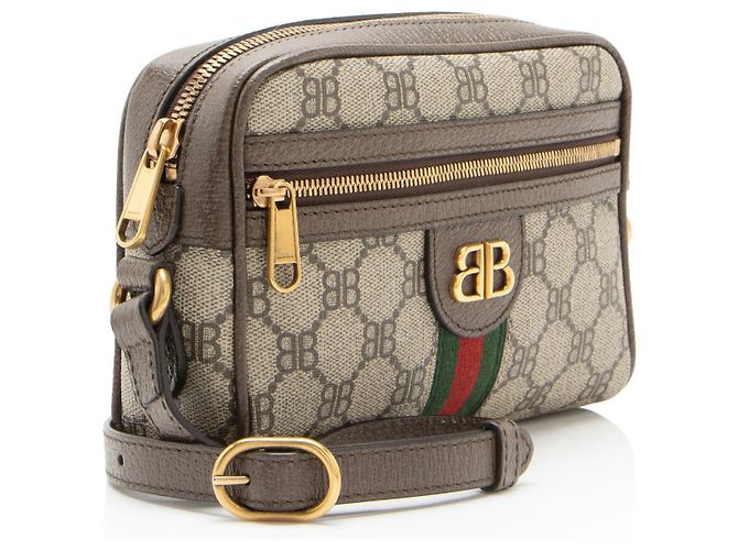 Gucci x Balenciaga BB Supreme Ophidia The Hacker Project Mini Shoulder Bag Marrone Beige - vista 2