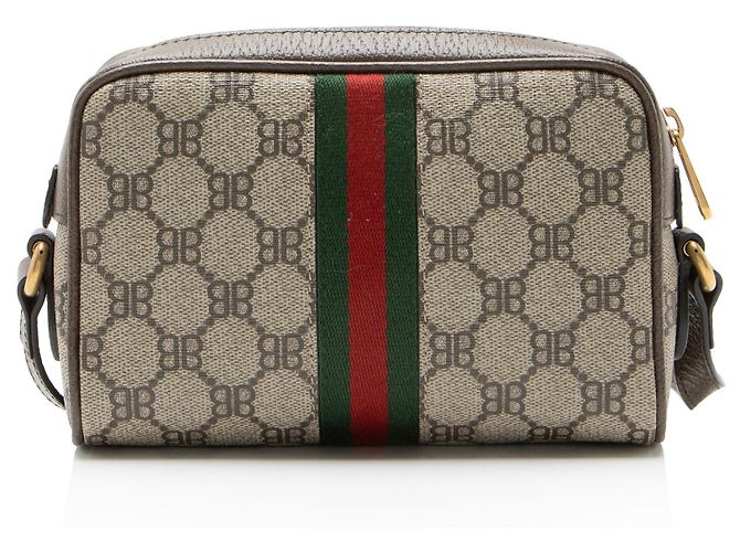 Gucci x Balenciaga BB Supreme Ophidia The Hacker Project Mini Shoulder Bag Marrone Beige - vista 3