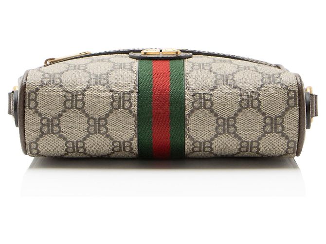 Gucci x Balenciaga BB Supreme Ophidia The Hacker Project Mini Shoulder Bag Marrone Beige - vista 4
