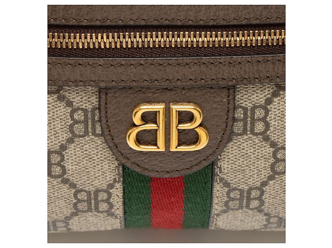 Gucci x Balenciaga BB Supreme Ophidia The Hacker Project Mini Shoulder Bag Marrone Beige - vista 9