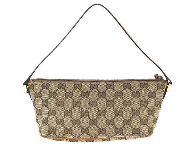 Bolso Gucci Vintage GG Canvas Castaño Beige - vista 2