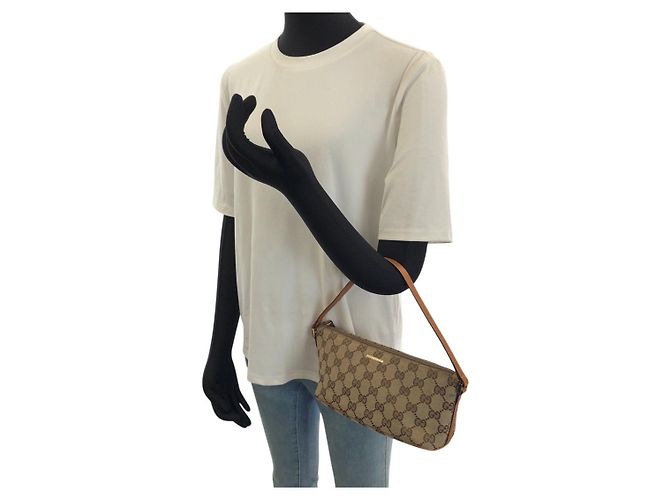 Bolso Gucci Vintage GG Canvas Castaño Beige - vista 7