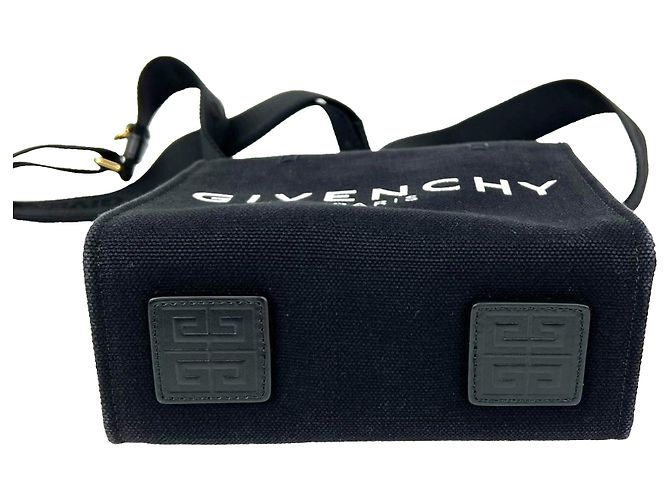 Borsa Tote Givenchy Mini G Shopper in tela nera Nero - vista 3
