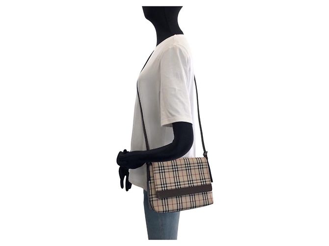 Borsa a tracolla Burberry Check Marrone Beige - vista 6