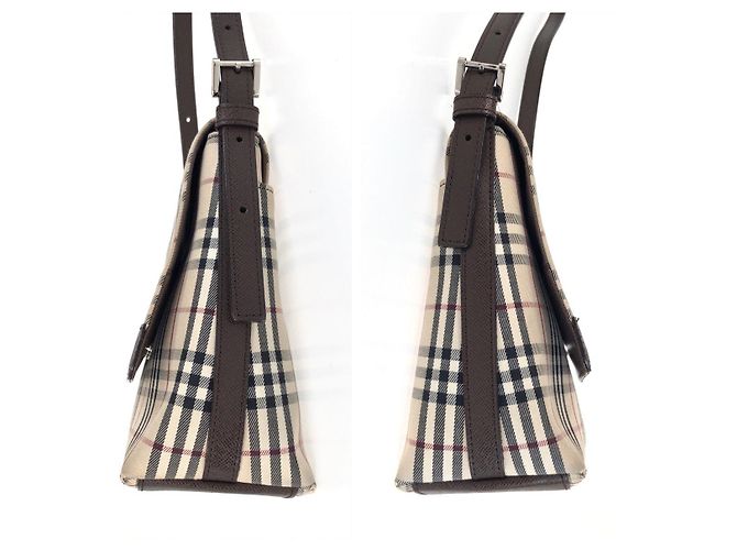 Borsa a tracolla Burberry Check Marrone Beige - vista 7