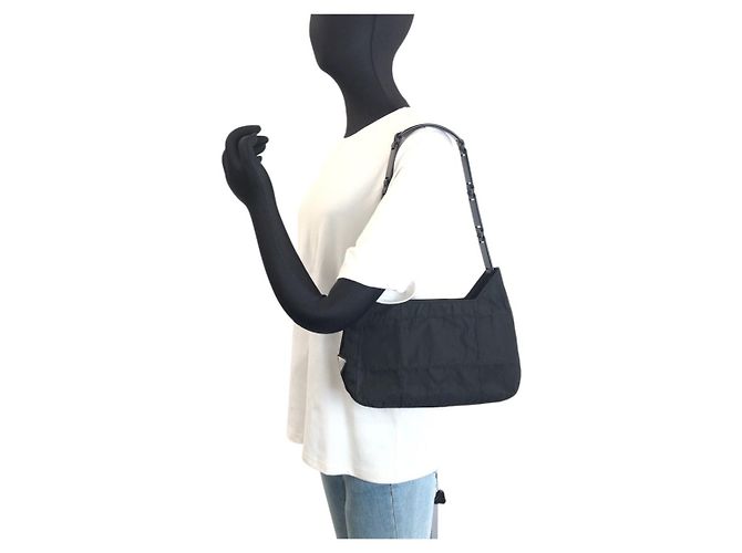 Bolsa de Ombro Prada Tessuto Preto - vista 6