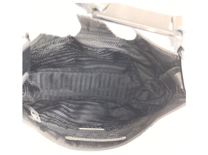 Bolsa de Ombro Prada Tessuto Preto - vista 8