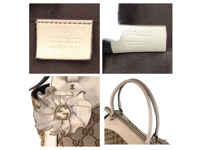 Borsa tote Gucci Trophy marrone beige in tela - vista 4