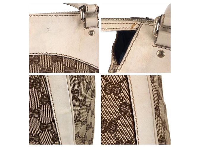 Borsa tote Gucci Trophy marrone beige in tela - vista 6