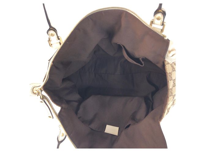 Borsa tote Gucci Trophy marrone beige in tela - vista 9