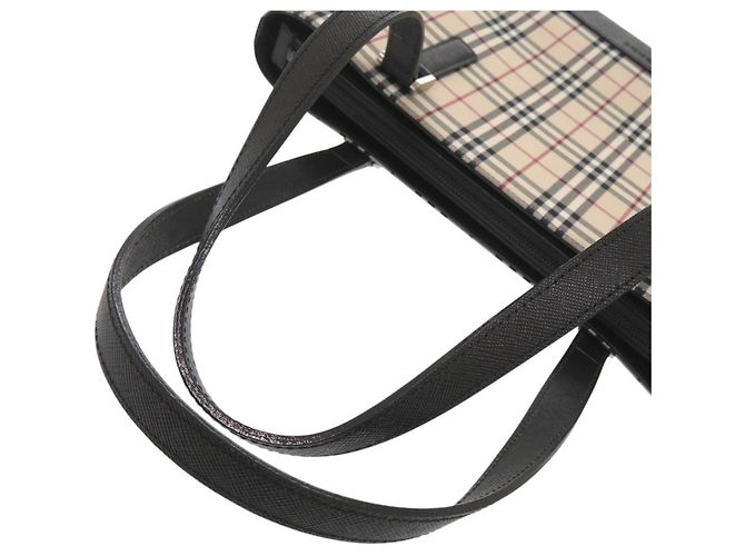 Bolsa Burberry Nova Check Canvas Preto Bege - vista 8