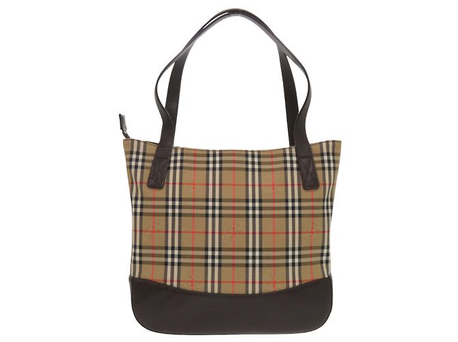Burberry Nova Check Logo Lederhandtasche Braun - Ansicht 2