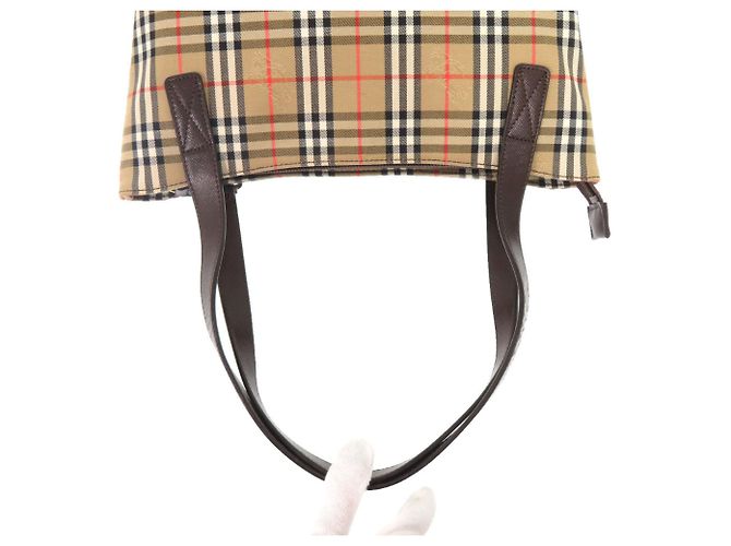 Burberry Nova Check Logo Lederhandtasche Braun - Ansicht 4