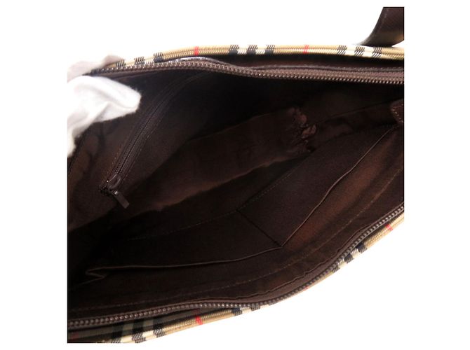 Burberry Nova Check Logo Lederhandtasche Braun - Ansicht 5