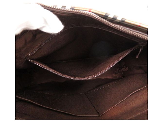 Burberry Nova Check Logo Lederhandtasche Braun - Ansicht 6