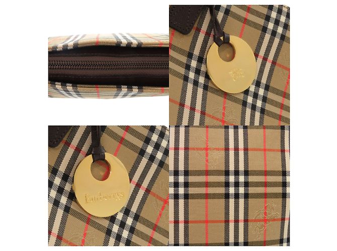 Burberry Nova Check Logo Lederhandtasche Braun - Ansicht 7