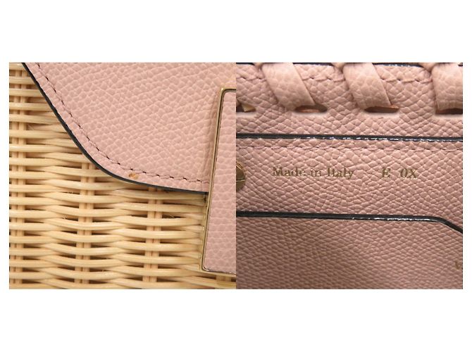 Borsa a mano Valextra Mini Iside in pelle e vimine Beige - vista 10