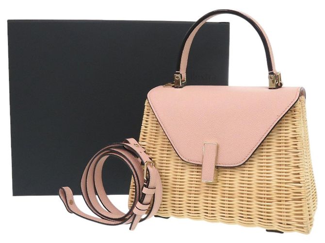 Borsa a mano Valextra Mini Iside in pelle e vimine Beige - vista 2