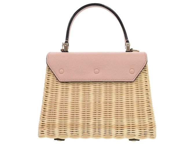 Borsa a mano Valextra Mini Iside in pelle e vimine Beige - vista 3