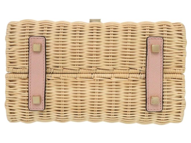 Borsa a mano Valextra Mini Iside in pelle e vimine Beige - vista 5