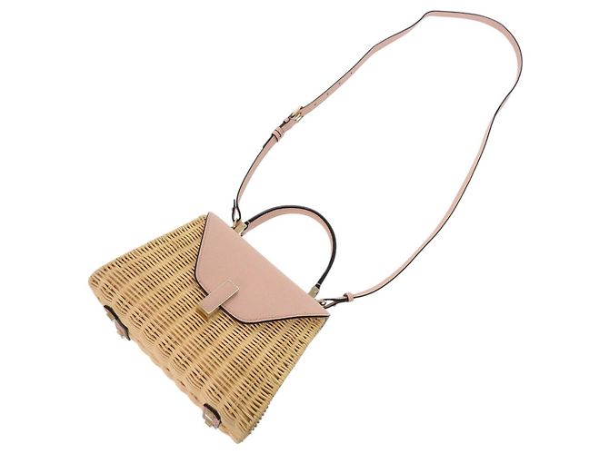 Borsa a mano Valextra Mini Iside in pelle e vimine Beige - vista 6