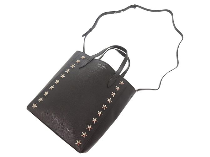 Borsa a tracolla in pelle con borchie a stella Jimmy Choo Bria Tote Nero - vista 5