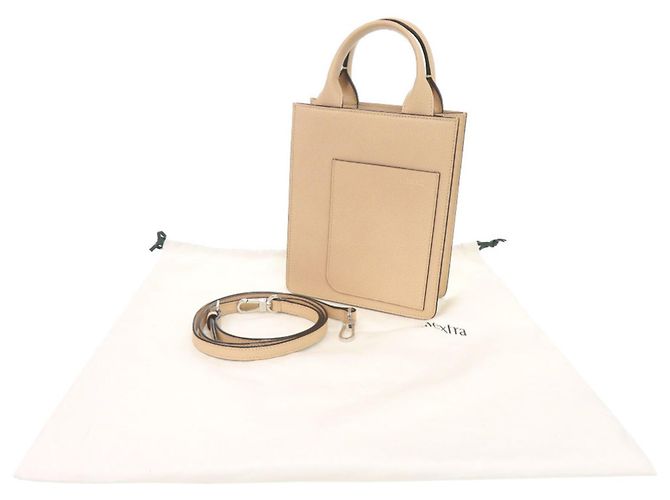 Borsa a tracolla Valextra in pelle beige - vista 2
