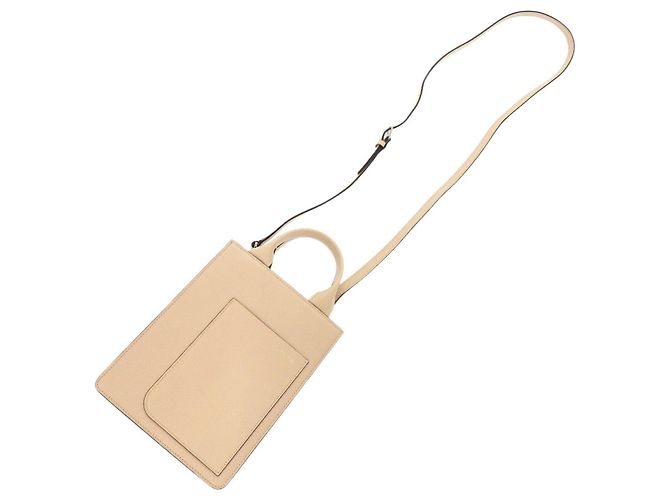 Borsa a tracolla Valextra in pelle beige - vista 8