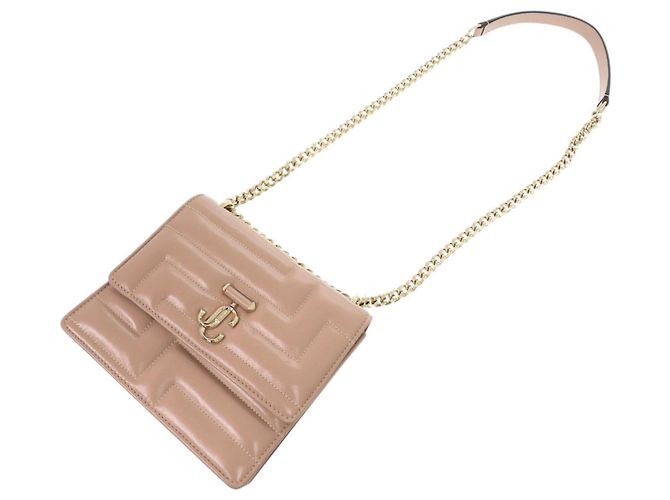 Borsa a tracolla con catena Jimmy Choo Varenne Beige - vista 5