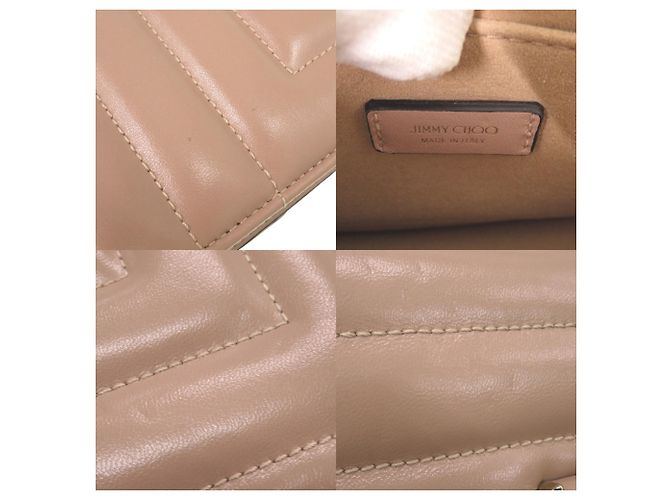 Borsa a tracolla con catena Jimmy Choo Varenne Beige - vista 8