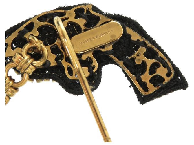 Autre Marque Spilla Dolce & Gabbana Be-S in perle Gun Metal e oro Nero D'oro - vista 5