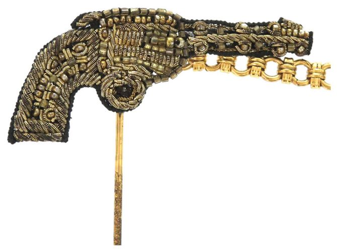 Autre Marque Spilla Dolce & Gabbana Be-S in perle Gun Metal e oro Nero D'oro - vista 7