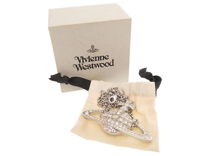 Collana Vivienne Westwood Orb Metal Rhinestone Silver Argento - vista 2
