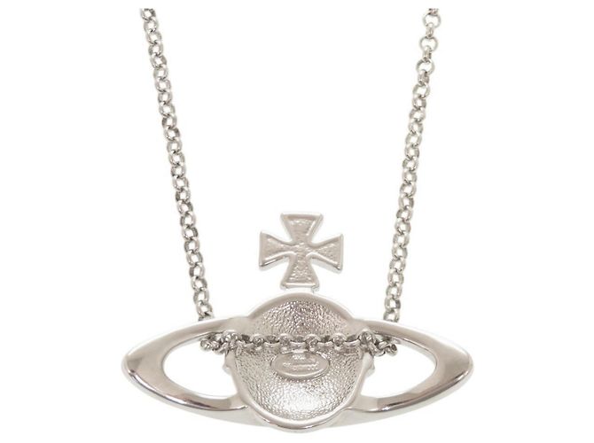 Collana Vivienne Westwood Orb Metal Rhinestone Silver Argento - vista 3