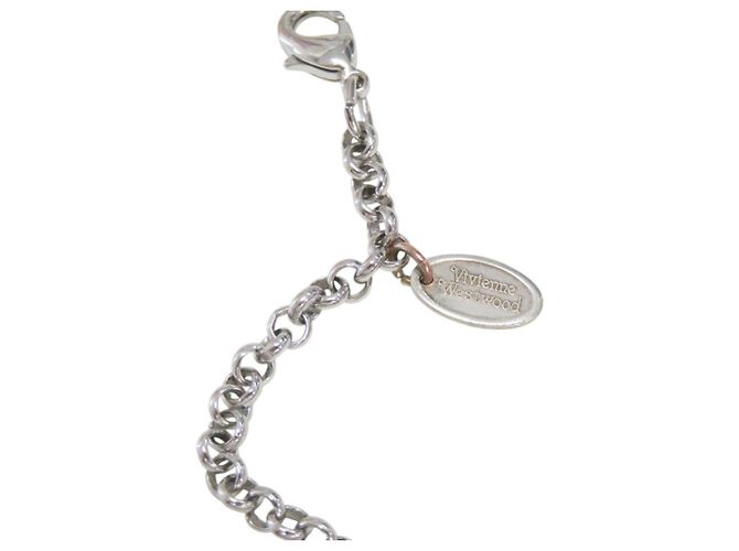 Collana Vivienne Westwood Orb Metal Rhinestone Silver Argento - vista 5