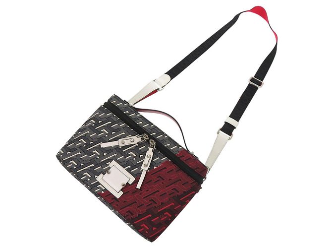 Borsa Christian Louboutin Rubiclic in nylon Marrone Bianco Rosso - vista 5