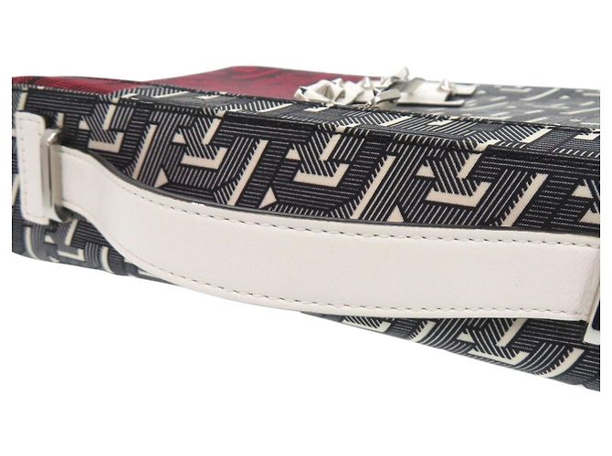 Borsa Christian Louboutin Rubiclic in nylon Marrone Bianco Rosso - vista 8