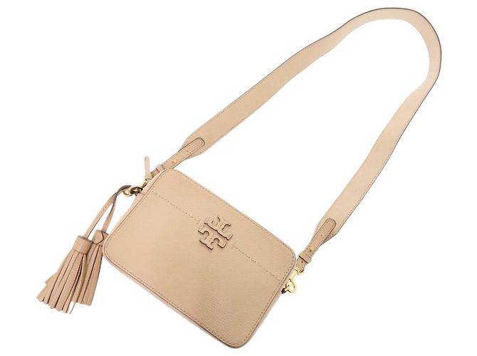 Borsa a tracolla in pelle Tory Burch McGraw Beige - vista 8
