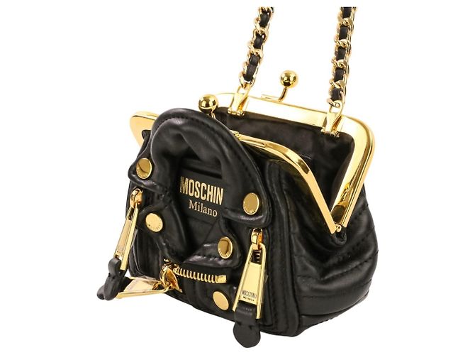 Mini Bolso de Hombro Moschino Rider's Chain Pouch Negro - vista 9