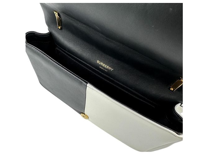 BURBERRY Laura Small Bicolor gesteppte Schultertasche mit Kette Schwarz Weiß - Ansicht 11
