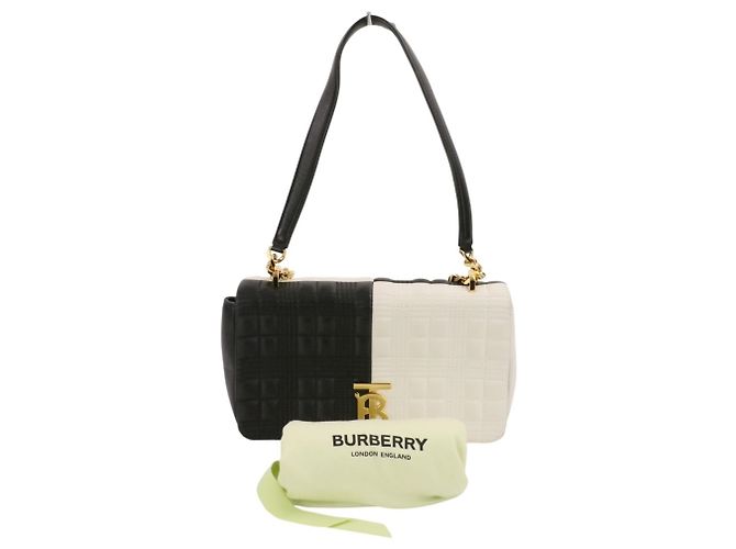 BURBERRY Laura Small Bicolor gesteppte Schultertasche mit Kette Schwarz Weiß - Ansicht 14