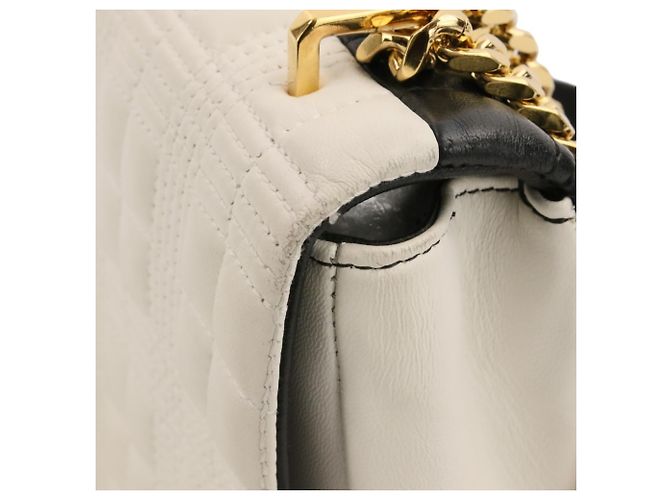 BURBERRY Laura Small Bicolor gesteppte Schultertasche mit Kette Schwarz Weiß - Ansicht 18