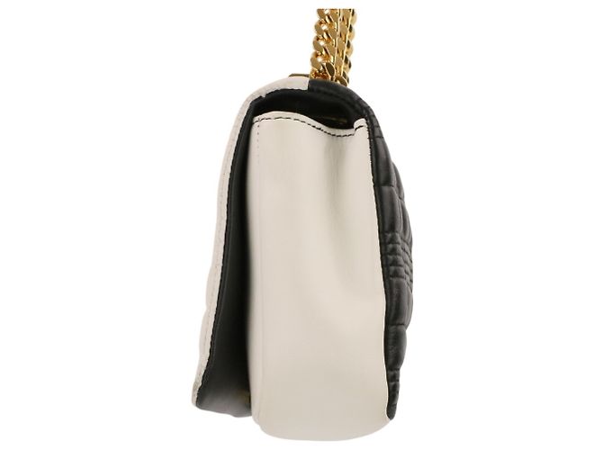 BURBERRY Laura Small Bicolor gesteppte Schultertasche mit Kette Schwarz Weiß - Ansicht 5
