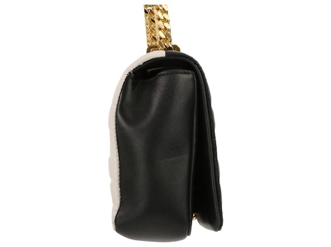 BURBERRY Laura Small Bicolor gesteppte Schultertasche mit Kette Schwarz Weiß - Ansicht 6